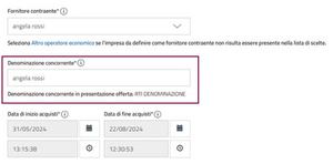Denominazione concorrente