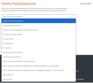 Forma di partecipazione a una procedura