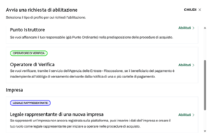 Avvia richiesta di abilitazione